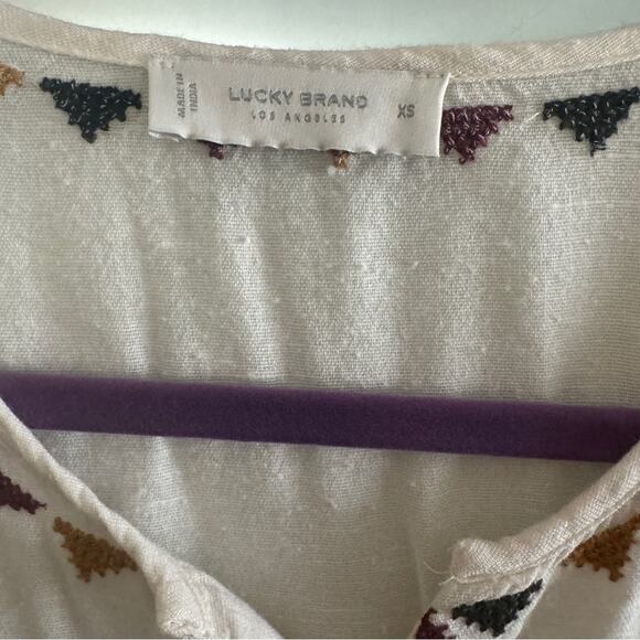 Lucky Brand linen like look shirt with embroidered accent, XS - Picture 4 of 5